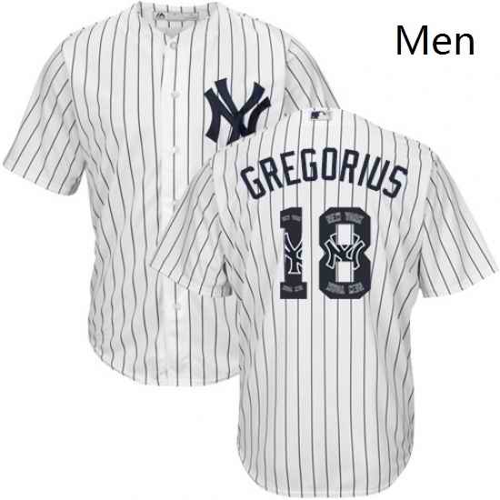 Mens Majestic New York Yankees 18 Didi Gregorius Authentic White Team Logo Fashion MLB Jersey